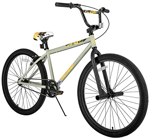 HH HILAND 26 inch BMX Bike for for Teen Bike and Adult Bikes, Beginner-Level BMX to Advanced Riders with 2 Pegs, Bicycles for Men and Women Gray