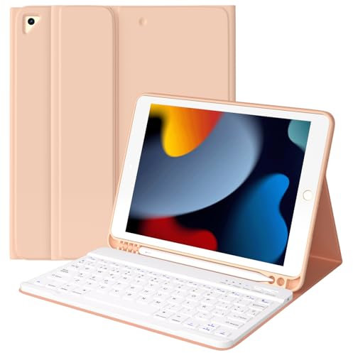 TQQ Funda Teclado iPad 9 generación con Porta lápices Incorporado, Desmontable Español Ñ Teclado para iPad 10.2 9ª/8ª/7ª Gen, iPad Pro 10.5 2017, iPad Air 3 2019