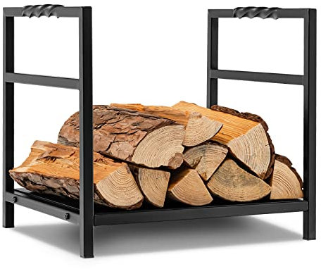 GOPLUS - Soporte para leña, interior exterior, puertas de almacenamiento para leña, capacidad 50 kg, 40 x 34 x 36 cm