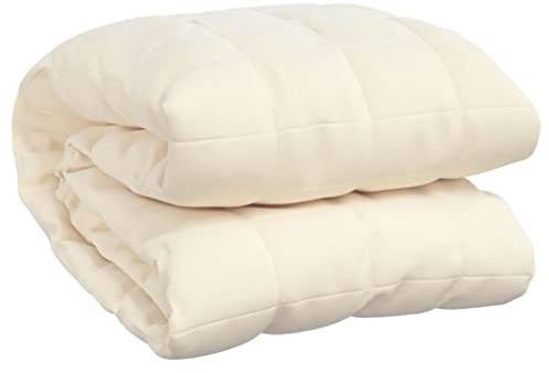 vidaXL Manta con Peso Tela Color Crema Claro 235x290 cm 11 kg, Manta, Manta de edredón, Manta calmante, Ropa de Cama, Manta con Peso para la ansiedad