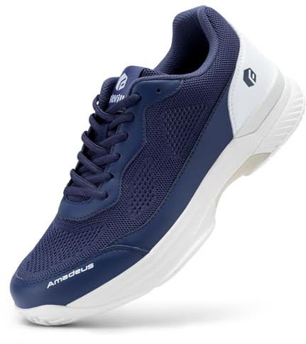 FitVille Extra Anchas Zapatillas de Tenis para Hombre Zapatillas de Deportivas Antideslizantes Zapatos de Bádminton Transpirables Sneakers Fitness Cómodas | Zapatos de squash de bádminton, soporte de arco, pickleball, voleibol, casual, transpirable, cómodo, ligero, pies anchos