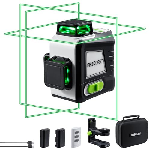 Firecore G50 Nivel Láser Verde 3×360°, DIY Nivel Laser Autonivelante con Soporte Magnético, Láser de Líneas Cruzadas con Batería de Litio y Bolsa de Tela Portátil