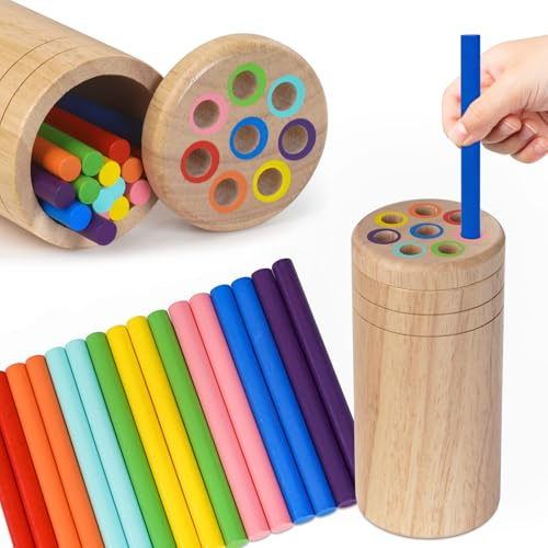 Joozmui Montessori Juguetes Rompecabezas de Madera 1 2 3 Años, Juguetes de Madera para Actividades y Desarrollo Montessori Juegos Educativos Niños 2 3 Años Juguete Sensoriales 1+ Año