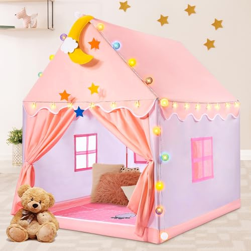 Naxudcoo Tienda de campaña para niños: tienda de campaña para niños pequeños, tiendas de campaña para niños con alfombrilla/luces de estrella, tiendas de campaña para niños de interior, regalos de