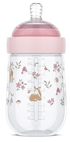 Mepal Mio Babyflaska Med Transparent Lock För Förvaring, Anti-Kolik, Spiraldesign, Förhindrar Blockerad Napp, Silikon Av Medicinsk Kvalitet, 240 Ml, Solsken & Regnbåge