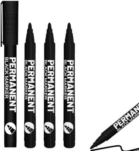 IKOPFLN 4 Stück Marker, Schwarz (harte Spitze) Permanentmarker,Stift auf wasserfest für Karton