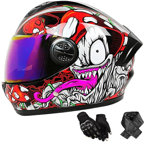 Casque Intégral Homologué ECE pour Moto et Scooter, Visière Double, Taille 58-62 cm S