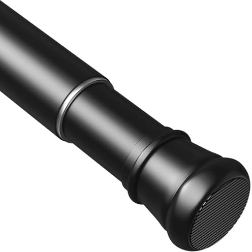 Tension Rod For Curtains No Drill Curtain Pole Extendable Curtain Poles Tension Rod Bathroom Shower CurtainFor Windows Shower Black 183-250CM