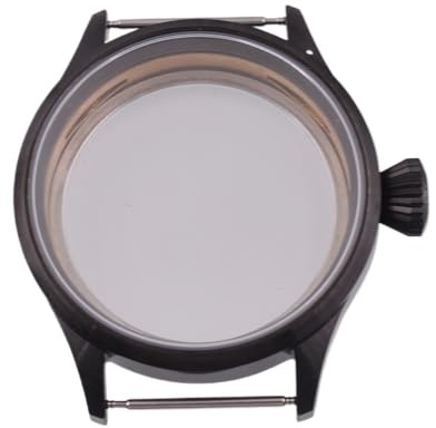 1 st glas kaffe/silver/svart klockfodral 44 mm passform ETA6497 6498 ST3600 urverkstillbehör(C)