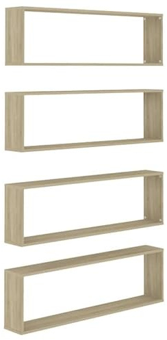 Kubhyllor 4 st. av Sonoma-ek trämaterial (100 x 15 x 30 cm) – moderna vägghyllor för vardagsrum, sovrum och kontor – stilfull förvaring och rumsoptimering