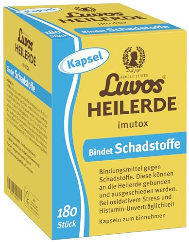 Luvos Heilerde imutox Kapseln - Naturheilmittel zur Bindung von Schadstoffen - Bei Beschwerden im Magen-Darm-Trakt, oxidativem Stress und Histaminunverträglichkeit - 180 Kapseln