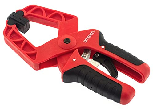 Amtech D0929 Ratchet Non-Marking Durable 9-inch Spring Clamp, 75mm Max Jaw Opening, Soft Grip Handle