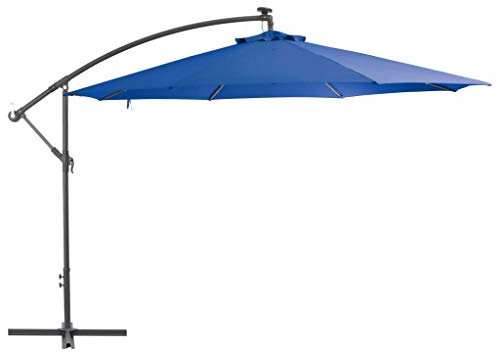 vidaXL Ampelschirm mit Alu-Mast Entlüftung Kurbelmechanismus Sonnenschirm Gartenschirm Strandschirm Schirm Balkon Terrasse 350cm Blau