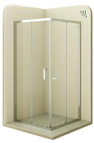 MOG Duschkabine mit Schiebetüren 90x90 cm Höhe: 185 cm Eckdusche mit Rollensystem aus 6mm ESG Glas DK77 - alle Grössen