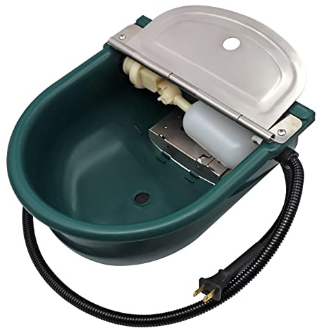 Automatic Heated Dog Water Bowl Outdoor Large Breed, Livestock Heated Waterer Automatic Pet Waterer for Dogs &Cat with Float Valve Thermal-Bowl Winter Livestock Water for Chicken Cow Goat Sheep Pig