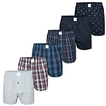 MG-1 Herren Boxer 6-Pack Classic Checks Baumwolle Boxershorts gewebt Web Webboxer - Mix 2 - Größe XL
