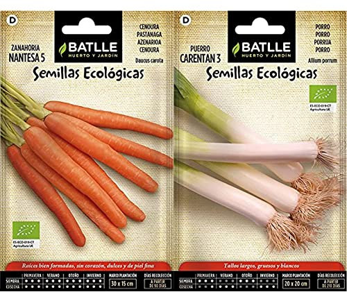 Semillas Ecológicas Hortícolas - Zanahoria Nantesa 5 - ECO - Batlle & Puerro Grueso de Carentan 3 - ECO