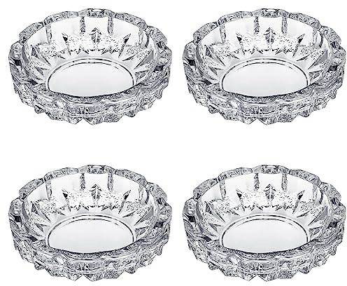 Timgle Glass Trays, 4 Packs Round Crystal Tray for Home Clear Trays Portable Heavy Duty Decorative Office Patio Indoor Outdoor(Vintage)