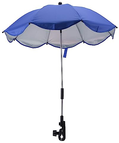 14 Pollici Ombrellino per Passeggino, Ombrellino Universale per Passeggino con Morsetto Protezione Regolabile Ombrellone per Passeggino per Passeggino, Culla, Sedia a Rotelle (Blu zaffiro (colla