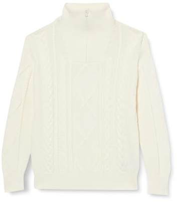 Amazon Essentials Boys' Quarter-Zip, Cable-Knit, Relaxed-fit Jumper, Eggshell White, 4 Years