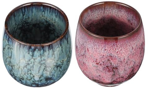 Zerodeko 2stücke Keramik Teetasse Retro Stil Delikate Trinkschalen Für Tee Geeignet Für Oolong Grüntee Schwarztee Kompakt Tragbar Für Zuhause Und Büro Geschenkidee Für Teeliebhaber