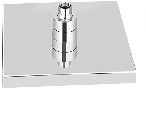 Cabezal de ducha LED tipo lluvia 8 pulgadas cara cromada cuadrada 7 colores cambiantes luz rom¡§¡éntica sin pilas conector