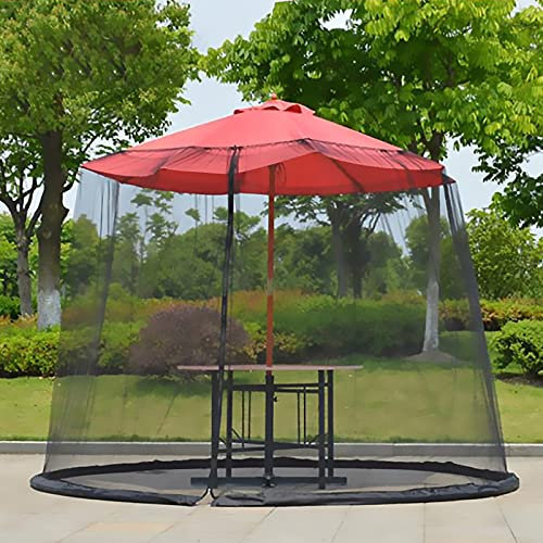 Patio Paraply Myggnät, Polyester Mesh Paraply Screen, Universal Canopy Paraply Myggnät, Utomhus Screen Polyester Hängtält(Svart)