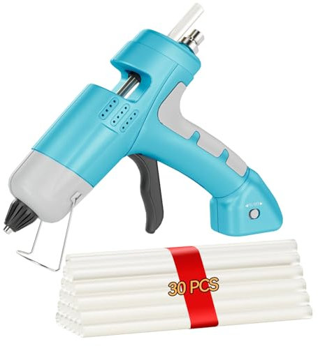 HHYSSG Pistola Encoladora Recargable de 20 Vatios con 30 Barras de Pegamento para Pequeñas Manualidades y Reparaciones Rápidas en Casa y en la Oficina