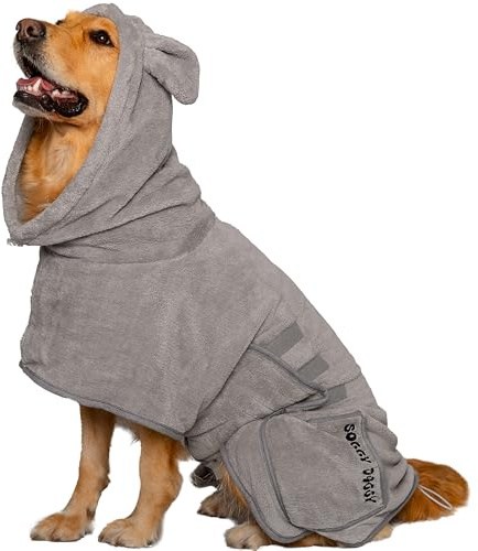 SOGGYDOGGY® US: Luxury Dog Bathrobe, Super Absorbent Microfiber Dog Bath Supplies, Fast Dry in Minutes, Thick & Soft Robe - Pet Grooming, Wash & Pet Hair Dryer - All-Season Dressing Gown (XS)