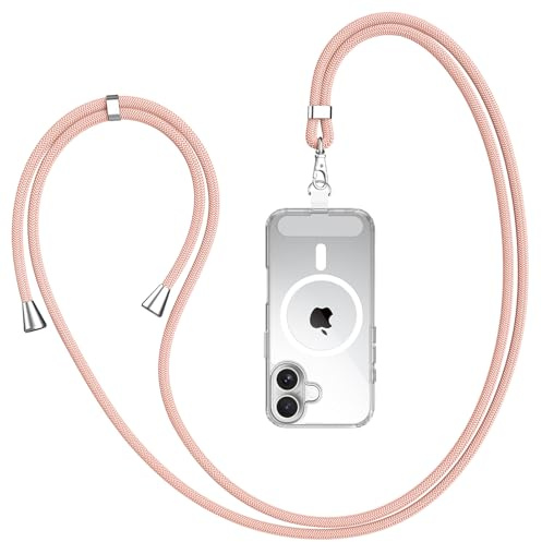 AK Mobiltelefonkedja universal, mobiltelefonsnodd, lämplig för alla smartphones med 1 styck universell lapp, mobiltelefonband lämplig för alla mobiltelefonfodral, justerbart och avtagbart, Roséguld