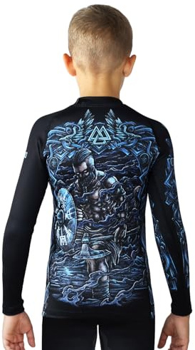 Ground Game Rashguard-Shirts für Jungen Mädchen Tshirt Langarm, Kampfsport BJJ Kinder, Viking Kids, 140 cm