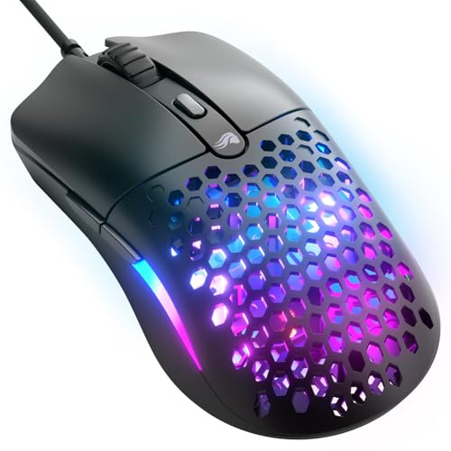 GLORIOUS Model O Eternal Ultralight RGB Gaming Mouse - Wired - 55g Lightweight - Customizable RGB Lighting - 6 Programmable Buttons - Symmetrical Design - 12K DPI Optical Sensor - PC/Mac - Black