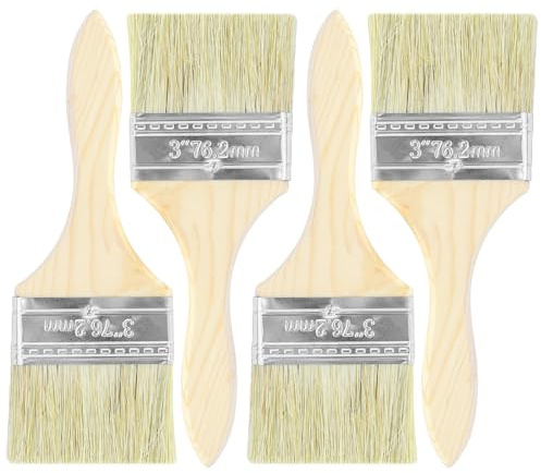 5 Pezzi Pennelli Pittura (3 pollici), Pennello Lucido Pennello Con Manico In Legno, grande pennello piatto per vernici, smalti, oli da parete