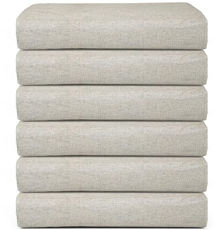 Pack of 6 Cotton Dust Sheets for Decorating, Waterproof 12ft x 9ft Twill Laminated Polythene Backed Reusable Paint Sheets for Furniture, Painting, Floor, Staircase, Drop Cloth