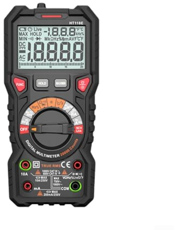 HT118E multimeter, 20 000 räknas digital multimeter med termoelement automatisk sträckning äkta RMS NCV detektion elektriker testmätare för gör-det-själv och professionell användning