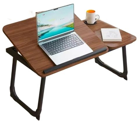Przenośny stolik do łóżka na laptopa, Justerbar, hopfällbar, sängbricka Bord Bärbar Flerfärgad Flera storlekar(Walnut,70 * 38 * 30cm)