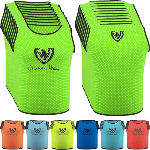 German Wear 10x Fußball Leibchen Trainingsleibchen Markierungshemd Fußballleibchen für Kinder Jugend und Erwachsene, Farbe:Grün, Bibs:Junior (M)