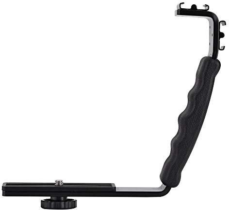 Topiky L Flash Staffa, Camera Flash L-Staffa Dual Hot Shoes Holder Mount 1/4 Filo per Flash Light Camera Mini DV Camcorder