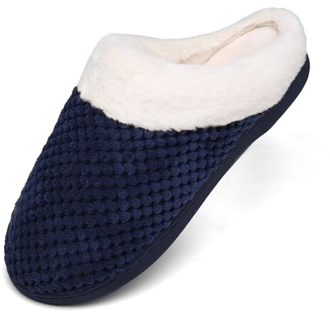 Mishansha Zapatillas Invierno Hombre Casa Zapatos Antideslizante Caliente Pantuflas Casa Cómodas Suave Memory Foam Slippers,Azul,42/43