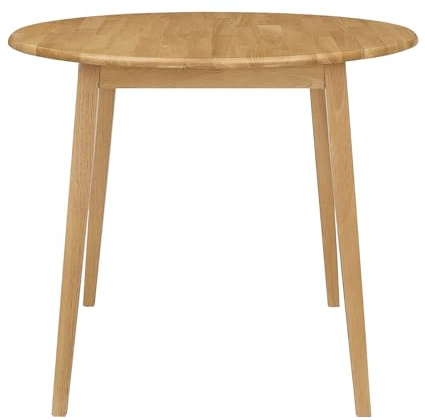 Hallowood Furniture Ledbury Drop Leaf Dining Room Table in Light Oak Finish, Solid Extending or Folding Round Wooden Table with Foldable Leaves, Space-Saving Design for Home or Restaurant