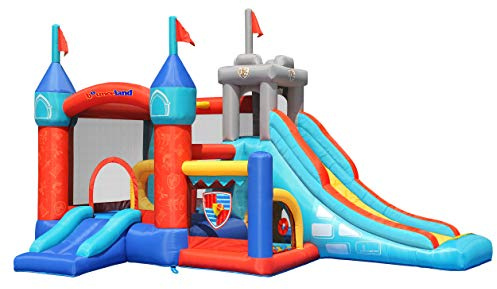 Bounceland Medieval Bounce Castle Bounce House with Slide & Ball Pit, Basketball Hoop and Ball Toss Game Included, Long Fun Slide, Obstacle Courts, Comes with UL Certified Blower Fun Party