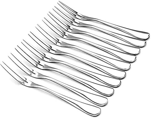 LY-ONE Crab Stainless Steel Forks,Escargot Forks 2 Prong Tasting Appetizer Forks Portable Cocktail Salad Fruit Forks for Party Travel,Set of 10, 5 Inches (10 Pcs)