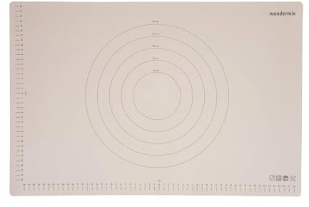 Wundermix - WunderMat® Teigunterlage zum Backen (60x40cm) • Silikonmatte Backen • Silikon-Teigmatte mit Markierungen • Rutschfeste Backmatte • Antihaft-Teigmatte