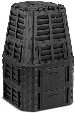 hillvert Compostadora Compostador para Jardín HT-M-COMP-1000 (Capacidad: 1000 L, Riego por Goteo, Ventilación, Anclaje: 11 cm)