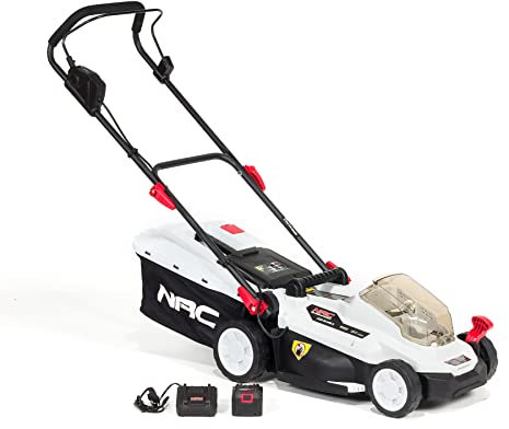 NAC Akku-Rasenmäher 18V, Bürstenlos mit Schnittbreite 33cm, inkl. Li-Ion Akku 4.0Ah und Ladegerät 1.8A, Schnitthöhenverstellung, LB18-33-B40-S