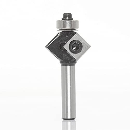 Sinoprotools Wendeplatten Fasefräser,Oberfräser mit 4-seitigen Austauschbare Hartmetall(HW),Schaft 8mm, Durchmesser 27mm, Nutzlänge 12mm, Winkel 45°,mit Kugellager.