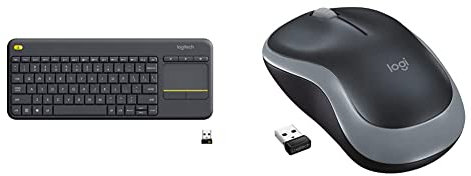 Logitech K400 Plus Tastiera Wireless Touch TV, Facili Controlli Multimediali e Touchpad Integrato & M185 Mouse Wireless, 2,4 GHz con Mini Ricevitore USB, Durata Batteria di 12 Mesi