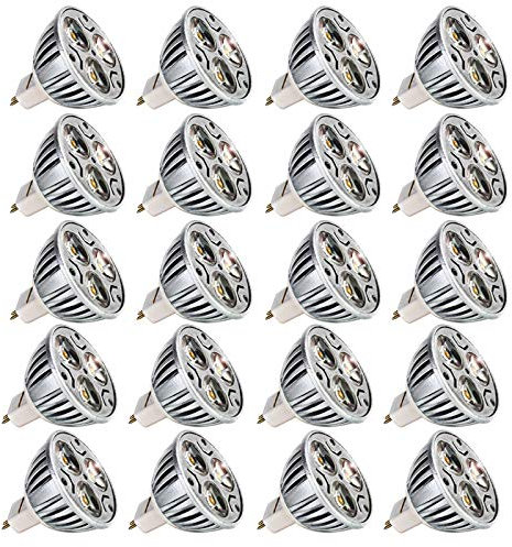 Mengjay 20 Stück GU 5.3 LED AC/DC 12V 3W GU5.3 MR16 Kaltweiß Lampen 6000K 240 Lumen Birne Leuchtmittel 30°Abstrahwinkel Ø 48 x 46 mm
