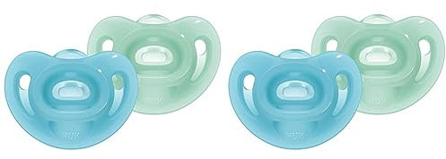 NUK Sensitive Schnuller | 6-18 Monate | 100% Silikon für zarte Haut | BPA-frei | blau & grün | 2 Stück (Packung mit 2)