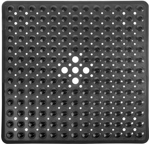 ADOV rutschfeste Duschmatte, 53 x 53 cm Quadratisch Badewannenmatte mit Starken Saugnäpfen und Abflusslöchern, Waschmaschinenfest, Schnelltrocknend, Schimmelresistent, Antirutsch Badvorleger